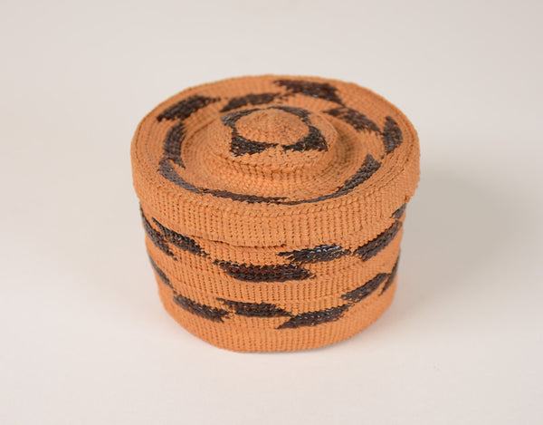 Tlingit Basket: With Rattle Lid + Nob