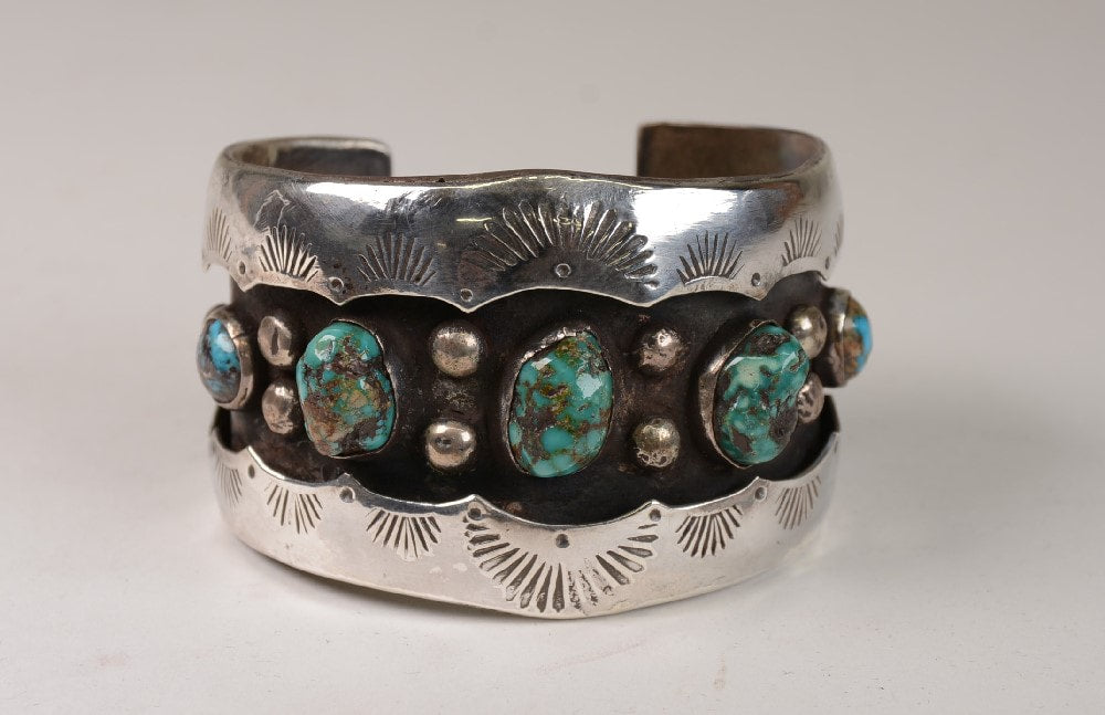 Navajo Sterling Silver and Turquoise Cuff Bracelet