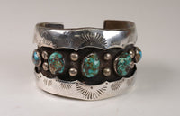 Navajo Sterling Silver and Turquoise Cuff Bracelet