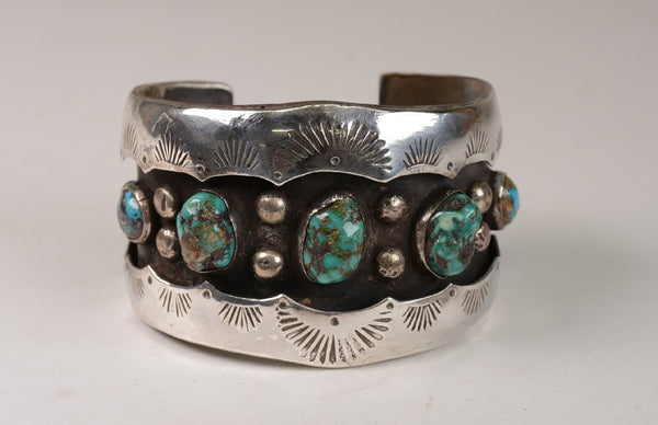 Navajo Sterling Silver and Turquoise Cuff Bracelet
