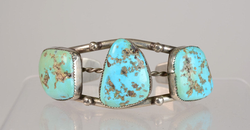 Large Navajo Cuff Bracelet - Sterling Silver and Turquoise