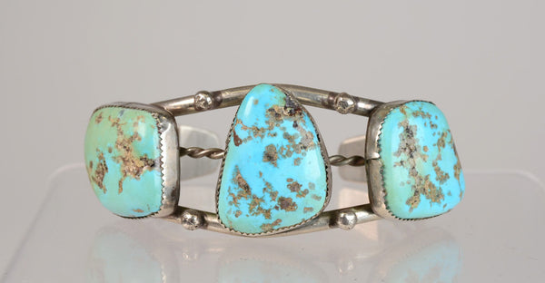 Large Navajo Cuff Bracelet - Sterling Silver and Turquoise
