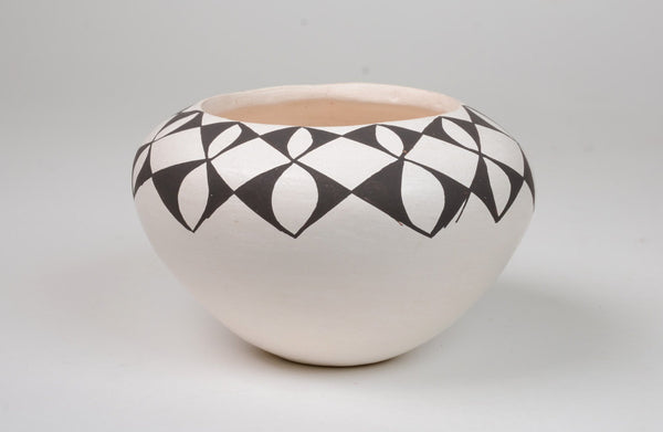Acoma Pueblo Black on White Pottery Jar by Dolores Lewis