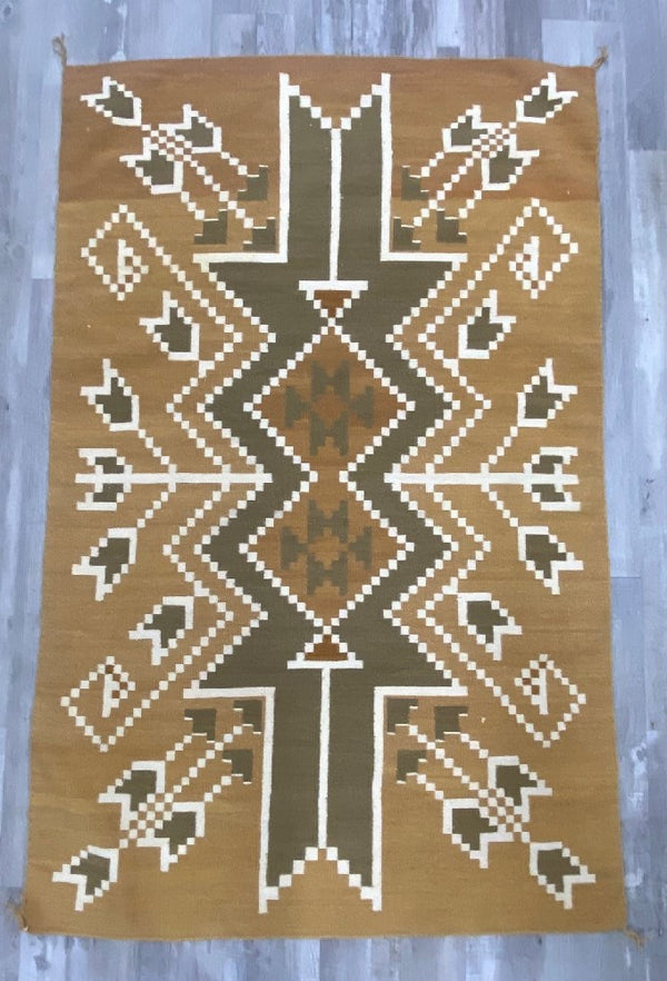 Navajo Three Turkey Ruins with Natural and Vegetable Dyed Wool Rug Chinle, AZ
