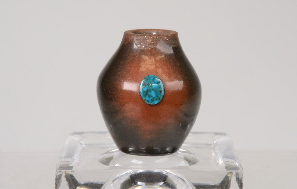 San Ildefonso Miniature Pottery by Russell Sanchez with Turquoise