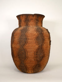 Extra Large Apache Basketry Olla - With Harness Leather Lugs - Apache War Period