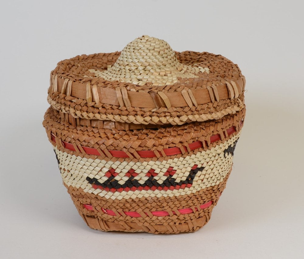 Makah Basket with Whale Hunt Scene