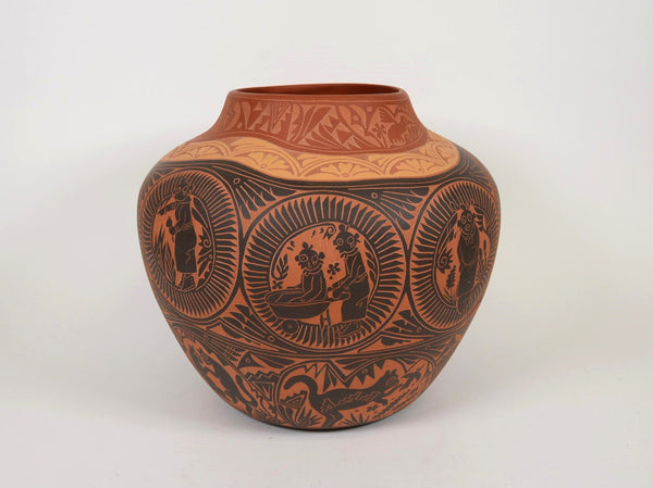 Laguna Pueblo Pottery Jar   Carved By Sally R. Garcia - MUDHEADS