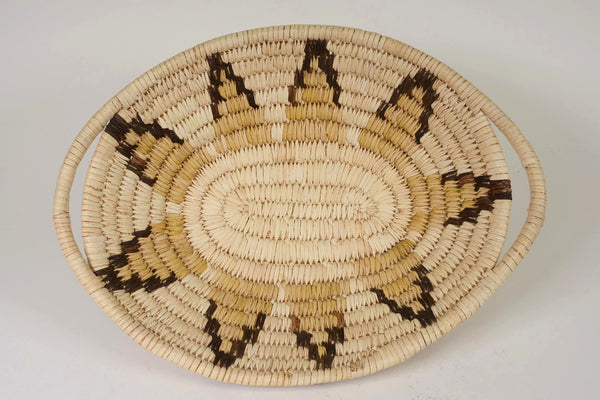 Papago Coiled Oval Basket with Handles