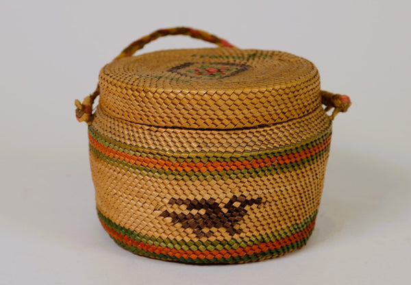 Beautiful Makah Basket with Lid and Handle