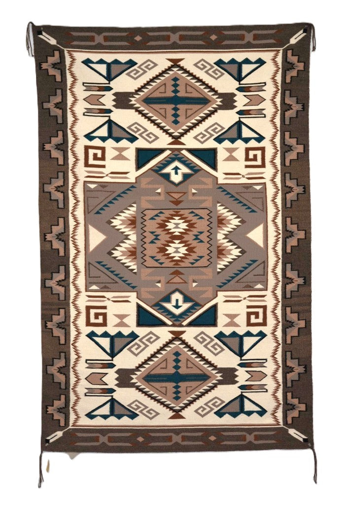 Navajo White Teec Nos Pos Rug by Delphina Nelson