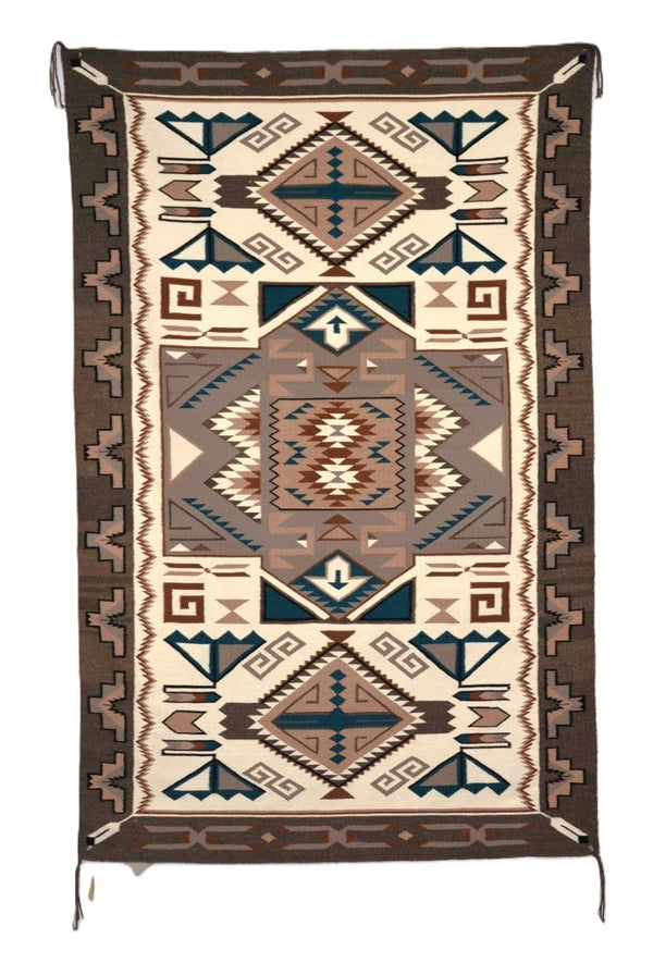 Navajo White Teec Nos Pos Rug by Delphina Nelson