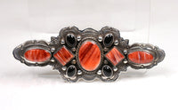 Large Navajo Pin / Broach, Spondylus Shell and Onyx by Aaron Toadlena