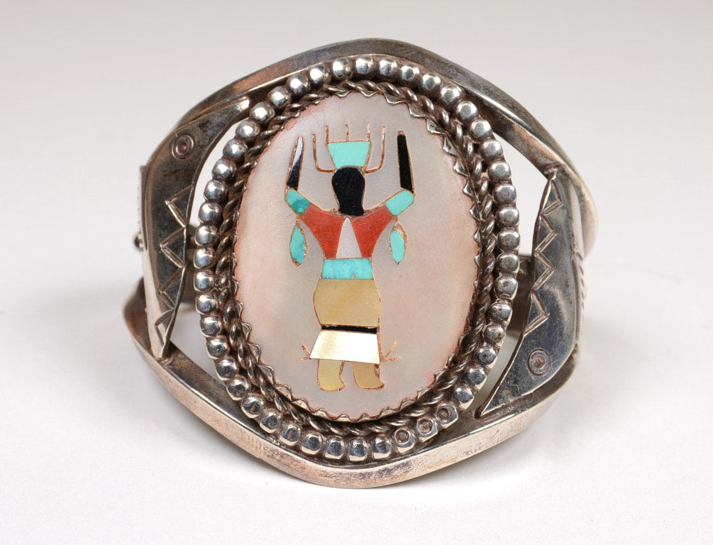 Zuni Inlay Bracelet with Apache Gahn Dancer (Mountain spirit)
