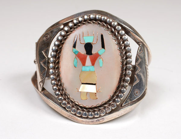 Zuni Inlay Bracelet with Apache Gahn Dancer (Mountain spirit)