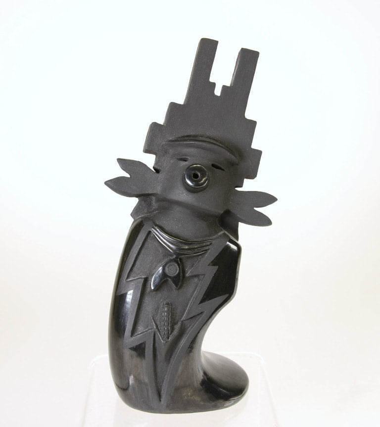 Santa Clara Figurative Black Pottery by Gary Gutierrez : Kachina