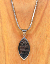 Santo Domingo Silver Box Chain with Silver Oval Pendant with 14K accents by Joseph De Vern Coriz