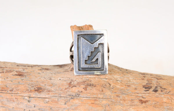 Hopi Silver Overlay Ring Size 6