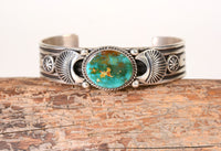 Navajo Bracelet with High Grade Nevada Royston Turquoise by Albert Jake