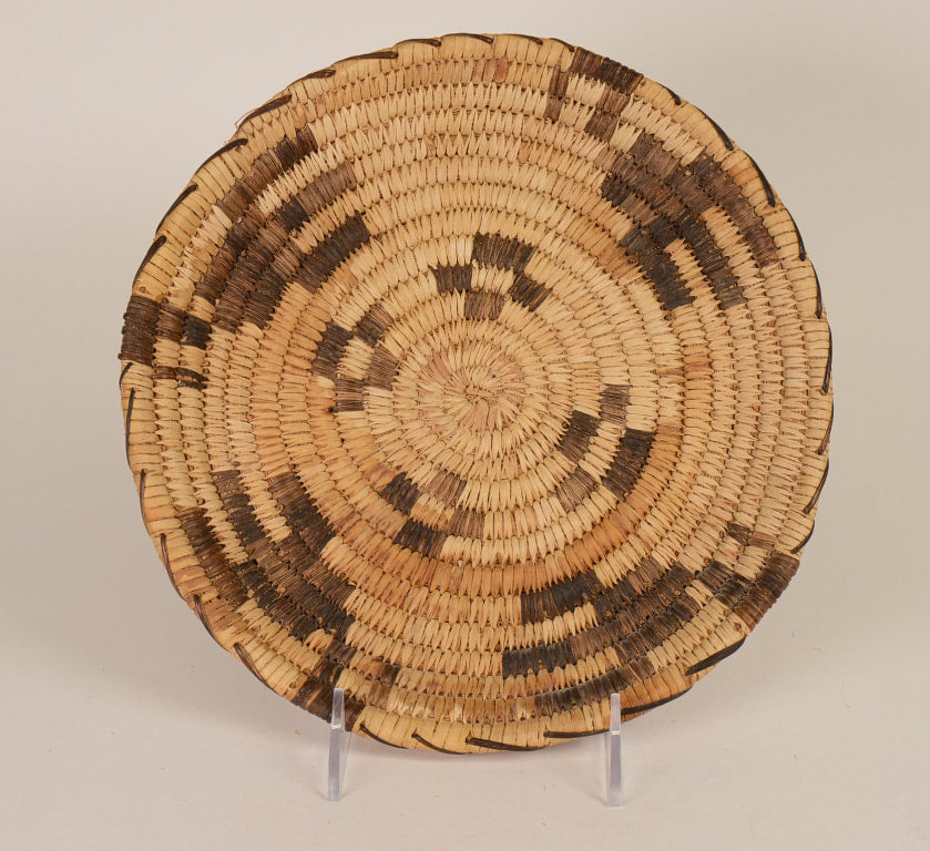 Papago Coiled Basket with Birds in Flight