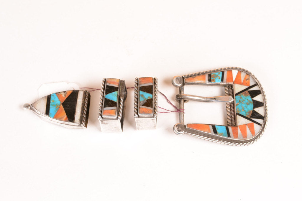 Zuni Inlay Ranger Belt Buckle Inlay 4 Piece