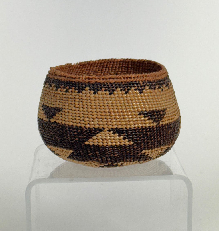 Northern California Yurok Basket of Rounded Form