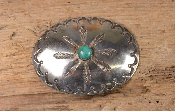 Vintage Navajo Oval Concho Pin with Turquoise UITA 5