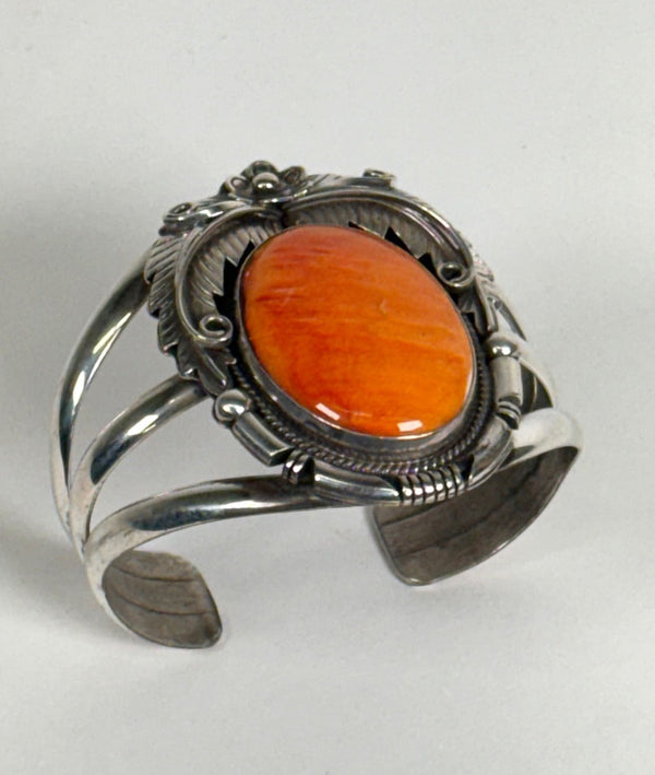 Navajo Sterling Silver Bracelet: Spiney Oyster shell by Alfred Martinez