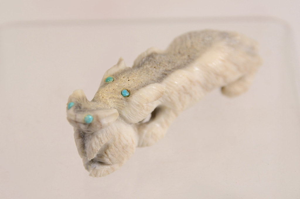 Zuni Fetish Bobcat Hunting Rabbit Fetish by Maxx Laate