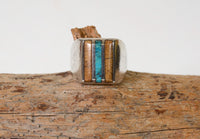Navajo Channel Inlay, Fossil Ivory & Turquoise Ring Size: 9