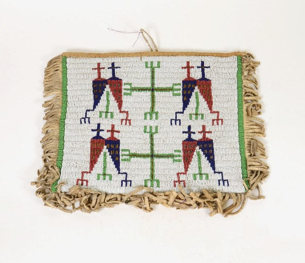 Sioux Beaded Flat Bag W/Fringe