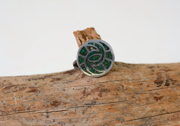 Navajo Chip Inlay Ring, Sterling Silver Size: 5 3/4