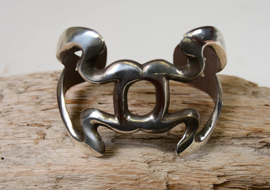 Navajo Sand Cast Silver Bracelet