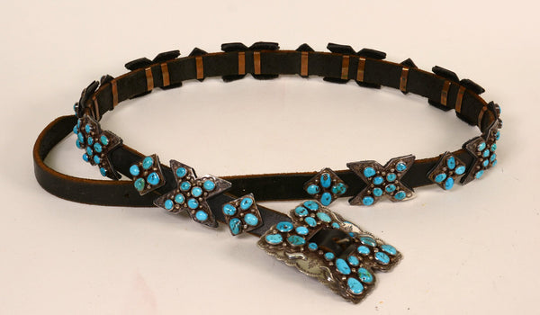 Concho Belt Silver and Turquoise by Daniel Martinez