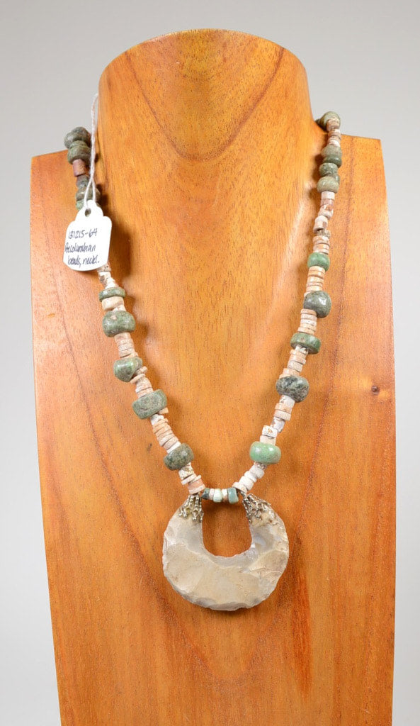 Pre-columbian Beads (1000-2000 year old, Southern Mexico) and Crescent Necklace