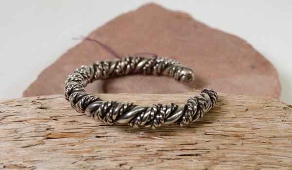 Heavy Navajo Sterling Silver Rope Twist Style Guard Bracelet