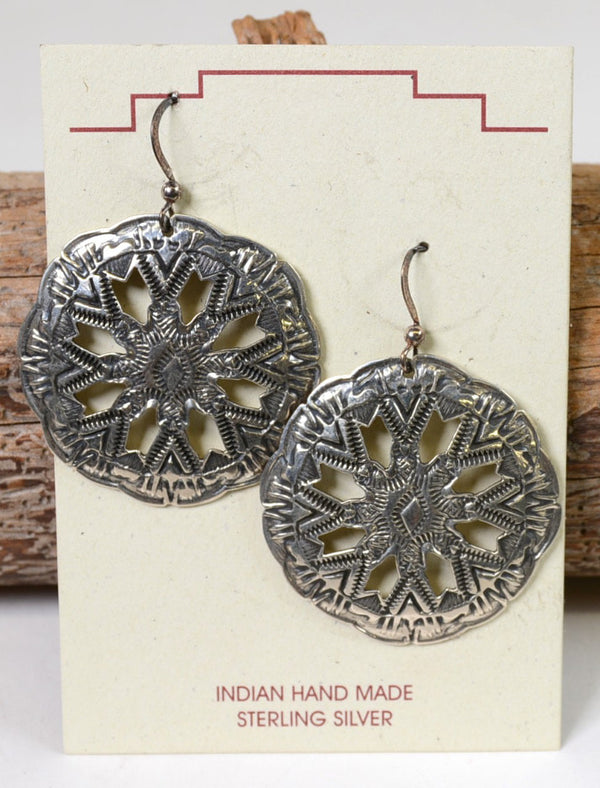 Navajo Jewelry - Large Concho Style Sterling Silver Earrings