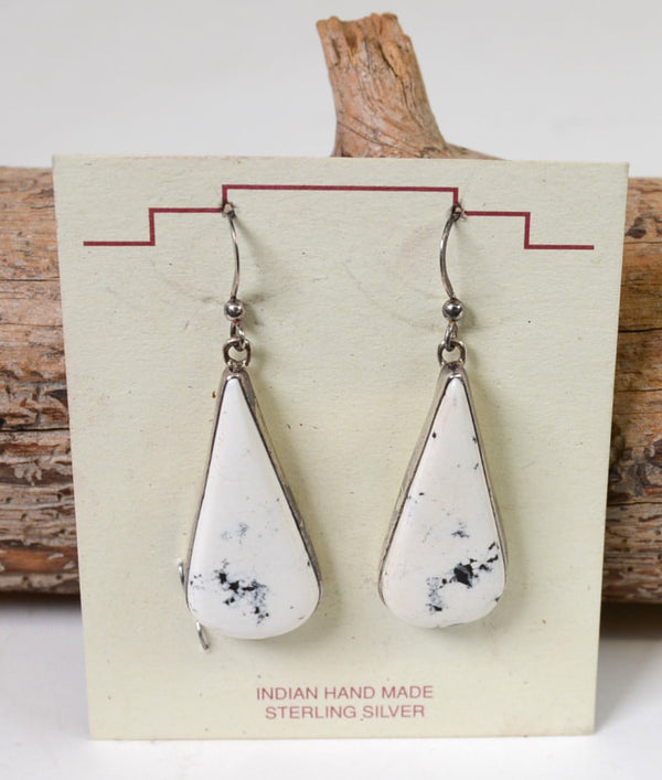Navajo Earrings of Sterling Silver and White Buffalo