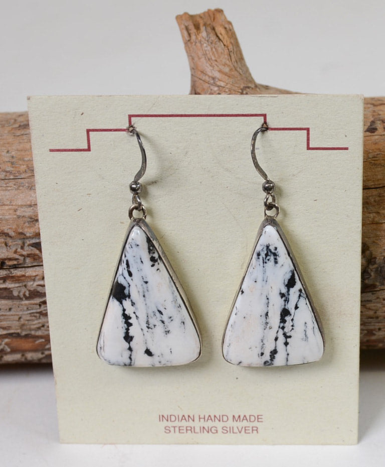 Navajo Sterling Silver and White Buffalo Earrings