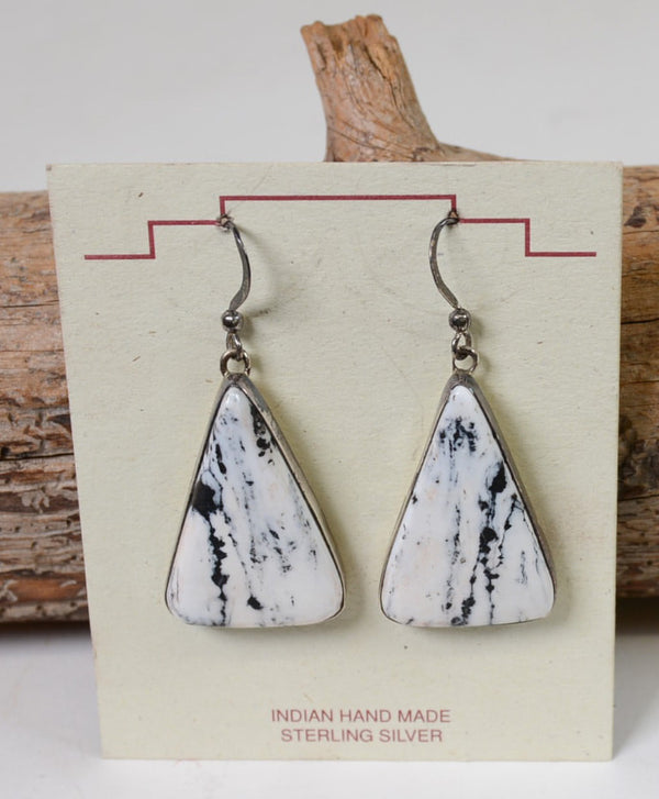 Navajo Sterling Silver and White Buffalo Earrings