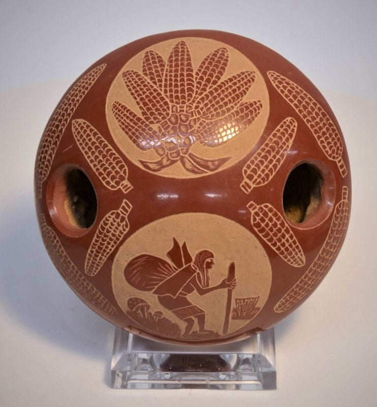 Santa Clara Incised Miniature Seed Pot by Camilio "Sunflower" Tafoya