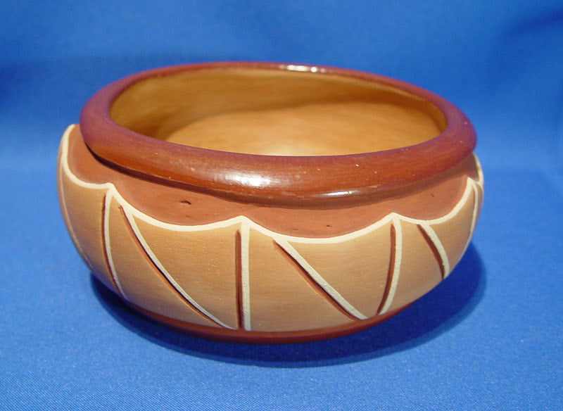 San Juan Pueblo Pottery Bowl Heavy coils signed by Dominguita Sisneros Naranjo (b.1942)
