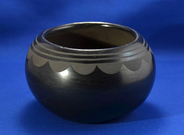 San Ildefonso Black on Black Pottery Bowl