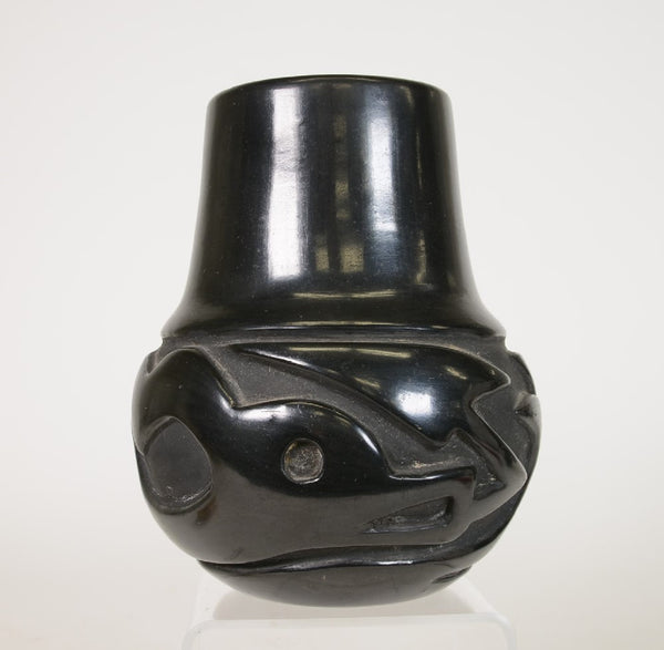Santa Clara Pueblo Black Pottery Vase By Helen Shupla