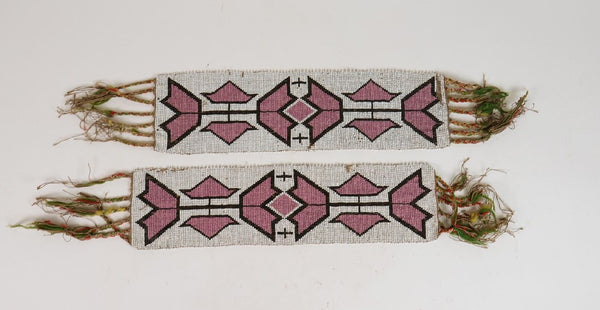 Antique Great Lakes Beaded Garters Pair