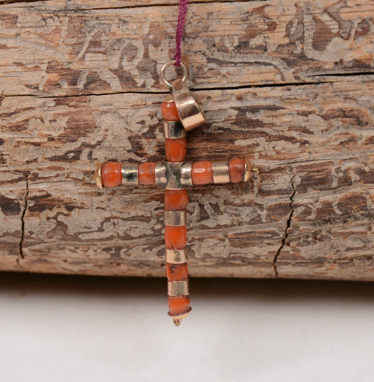 Cross Coral Pendant