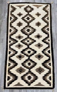 Navajo Rug with Natural wool tones: Storm Cloud Motif