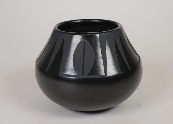 San Ildephonso Pueblo Blackware Pottery Jar By Maria + Santana