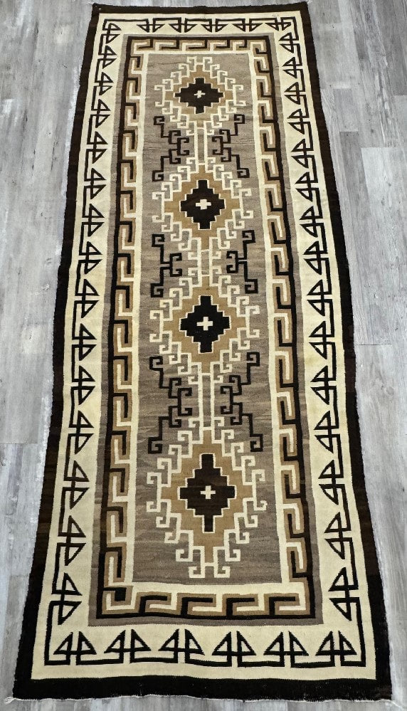Large Navajo Two Gray Hills Runner Rug