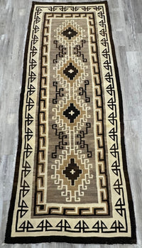 Large Navajo Two Gray Hills Runner Rug